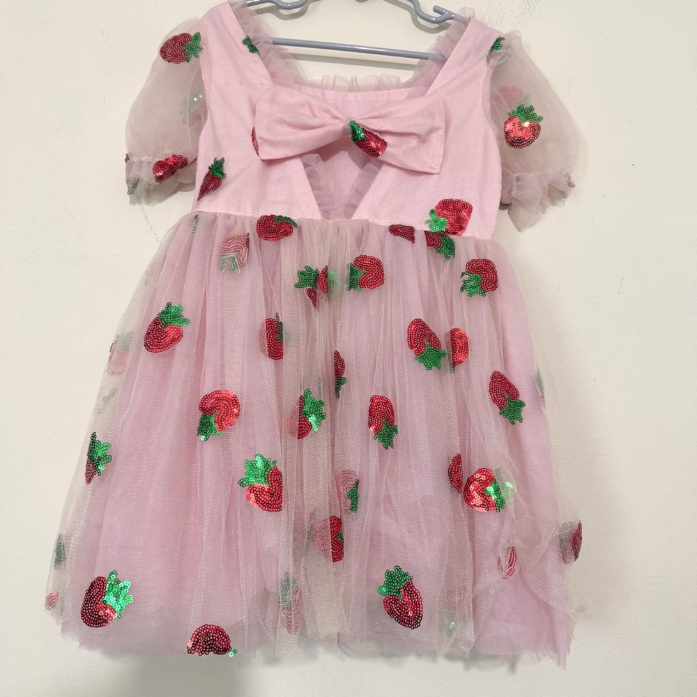 Lola + the Boys Strawberry Sequin Pink Tulle Dress SIZE 4 - Picture 5 of 5